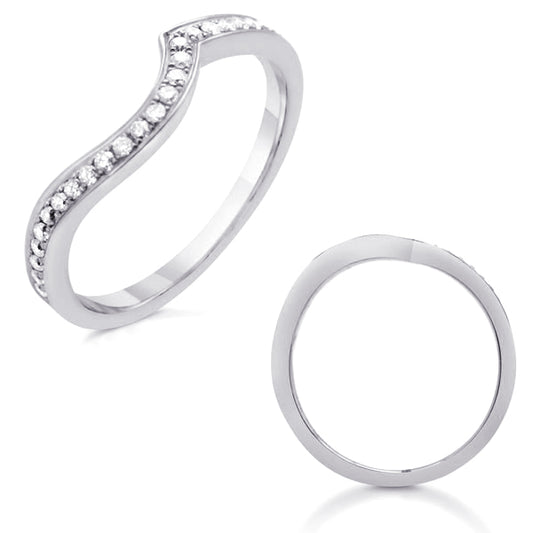 This Band is available in 14K White Gold. There are a total of 25 stones. There are Round with a total carat weight of 0.17 set in a Micro Pave setting.