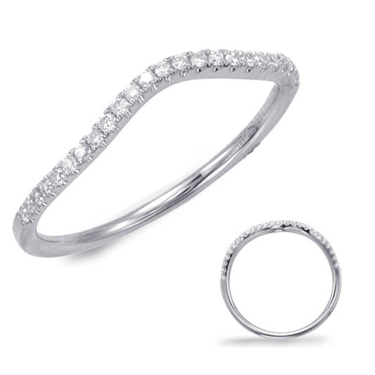 This Band is available in 14K White Gold. There are a total of 25 stones. There are Round with a total carat weight of 0.15 set in a Micro Prong setting.