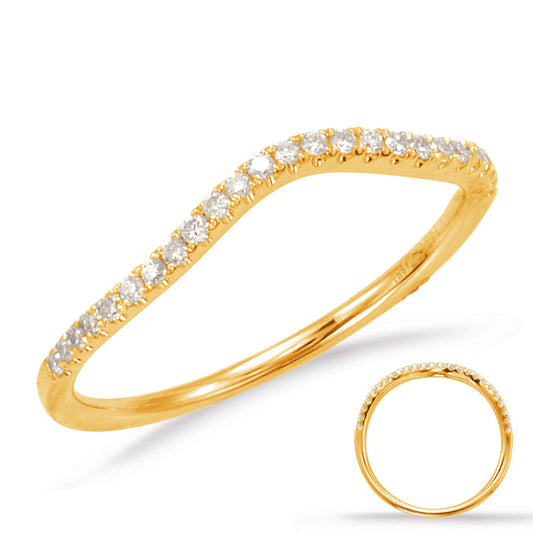 This Band is available in 14K Yellow Gold. There are a total of 25 stones. There are Round with a total carat weight of 0.15 set in a Micro Prong setting.