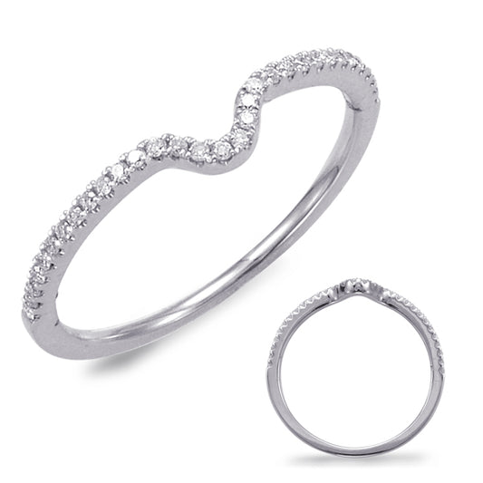 This Band is available in 14K White Gold. There are a total of 25 stones. There are Round with a total carat weight of 0.22 set in a Micro Prong setting.