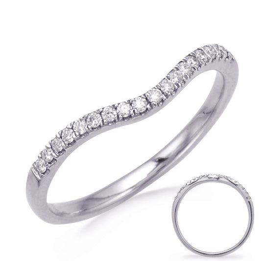 This Band is available in 14K White Gold. There are a total of 19 stones. There are Round with a total carat weight of 0.15 set in a Micro Prong setting.
