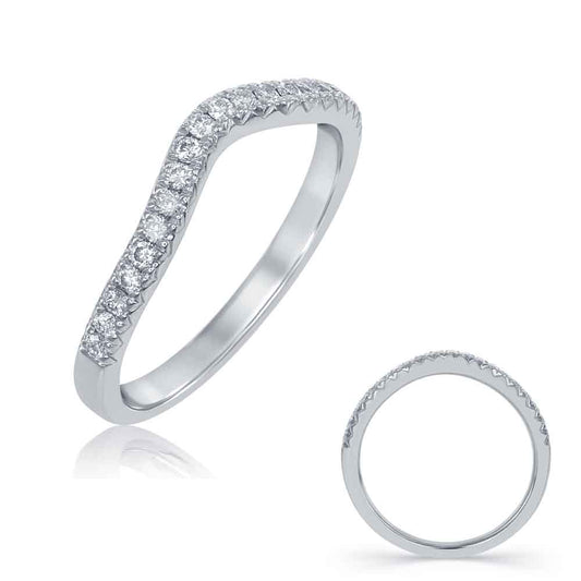 This Band is available in 14K White Gold. There are a total of 20 stones. There are Round with a total carat weight of 0.21 set in a Micro Prong setting.