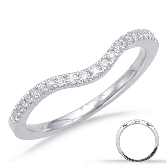 This Band is available in 14K White Gold. There are a total of 23 stones. There are Round with a total carat weight of 0.13 set in a Micro Prong setting.
