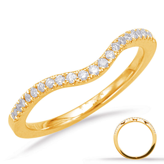 This Band is available in 14K Yellow Gold. There are a total of 23 stones. There are Round with a total carat weight of 0.13 set in a Micro Prong setting.