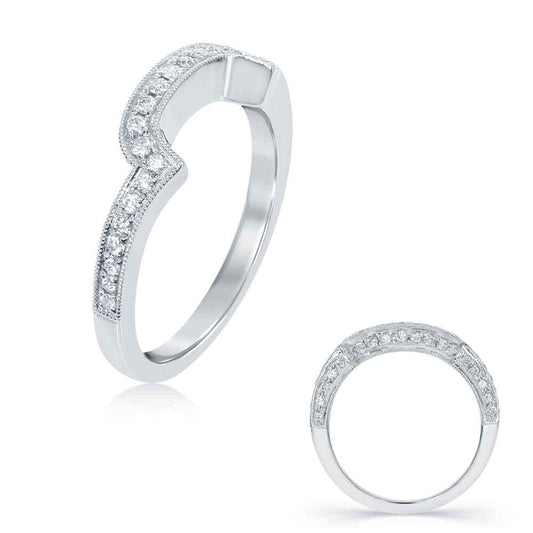 This Band is available in 14K White Gold. There are a total of 44 stones. There are Round with a total carat weight of 0.35 set in a Micro Pave setting.