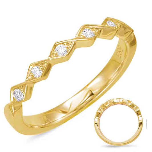 This Band is available in 14K Yellow Gold. There are a total of 6 stones. There are Round with a total carat weight of 0.09 set in a Micro Prong setting.
