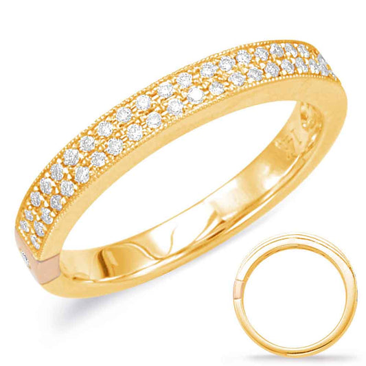 This Band is available in 14K Yellow Gold. There are a total of 49 stones. There are Round with a total carat weight of 0.23 set in a Micro Pave setting.