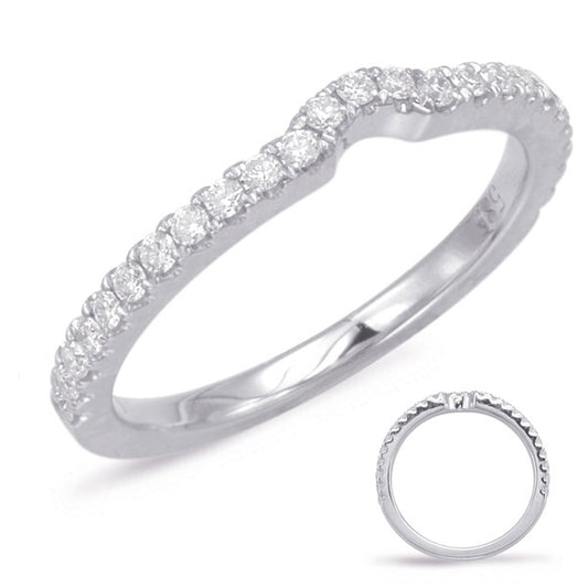 This Band is available in 14K White Gold. There are a total of 26 stones. There are Round with a total carat weight of 0.36 set in a Micro Prong setting.
