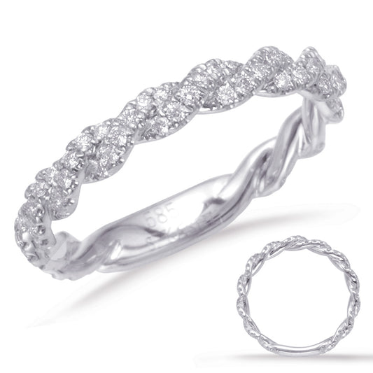 This Band is available in 14K White Gold. There are a total of 78 stones. There are Round with a total carat weight of 0.41 set in a Micro Pave setting.
