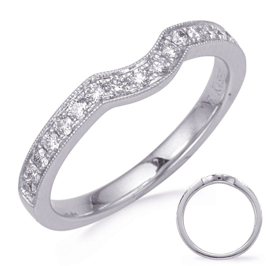 This Band is available in 14K White Gold. There are a total of 18 stones. There are Round with a total carat weight of 0.26 set in a Micro Prong setting.
