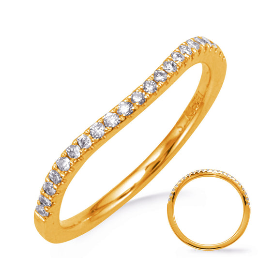 This Band is available in 14K Yellow Gold. There are a total of 22 stones. There are Round with a total carat weight of 0.16 set in a Micro Prong setting.