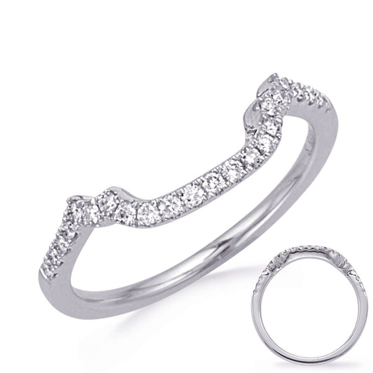 This Band is available in 14K White Gold. There are a total of 23 stones. There are Round with a total carat weight of 0.18 set in a Micro Prong setting.