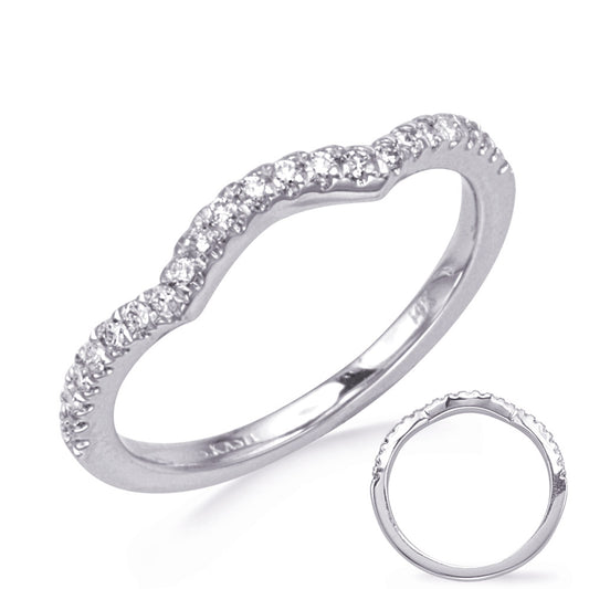 This Band is available in 14K White Gold. There are a total of 23 stones. There are Round with a total carat weight of 0.2 set in a Micro Prong setting.