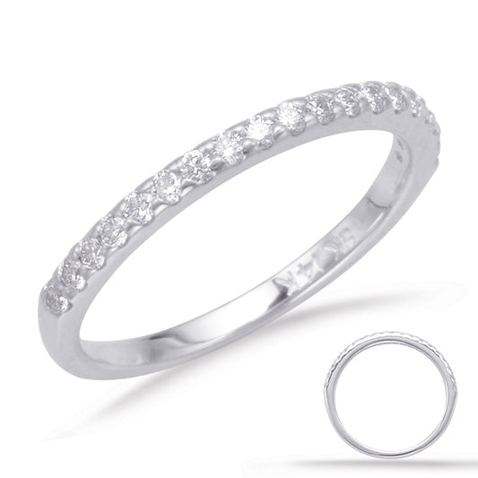 This Band is available in 14K White Gold. There are a total of 19 stones. There are Round with a total carat weight of 0.31 set in a Micro Prong|Shared Prongs setting.