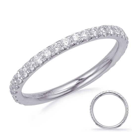 This Band is available in 14K White Gold. There are a total of 28 stones. There are Round with a total carat weight of 0.51 set in a Micro Prong setting.