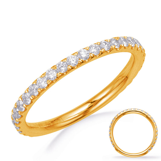 This Band is available in 14K Yellow Gold. There are a total of 28 stones. There are Round with a total carat weight of 0.51 set in a Micro Prong setting.