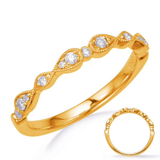 This Band is available in 14K Yellow Gold. There are a total of 13 stones. There are Round with a total carat weight of 0.17 set in a Micro Prong|Prong Set setting.