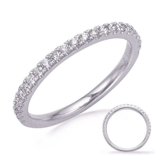 This Band is available in 14K White Gold. There are a total of 23 stones. There are Round with a total carat weight of 0.22 set in a Micro Pave setting.