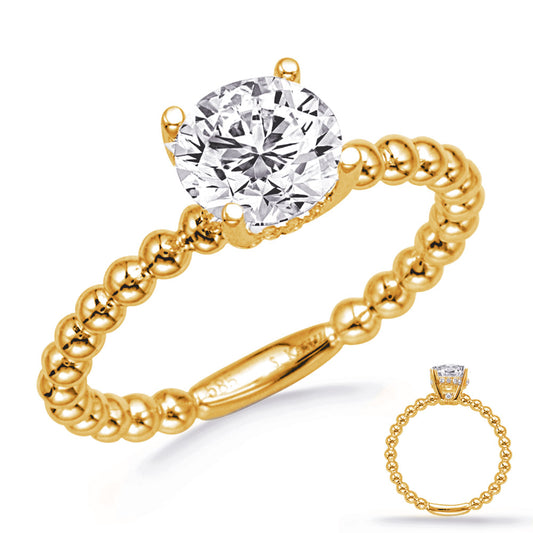 This Engagement Ring  is available in 14K Yellow Gold. There are a total of 14 stones. There are Rounds with a total carat weight of 0.06 set in a Micro Pave setting.