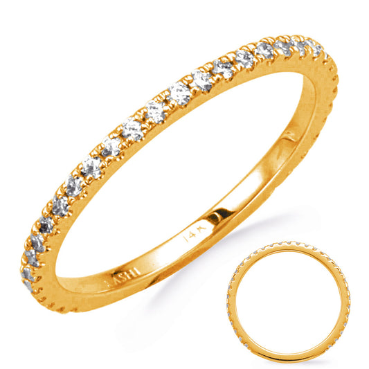 This Band is available in 14K Yellow Gold. There are a total of 33 stones. There are Round with a total carat weight of 0.32 set in a Micro Prong setting.