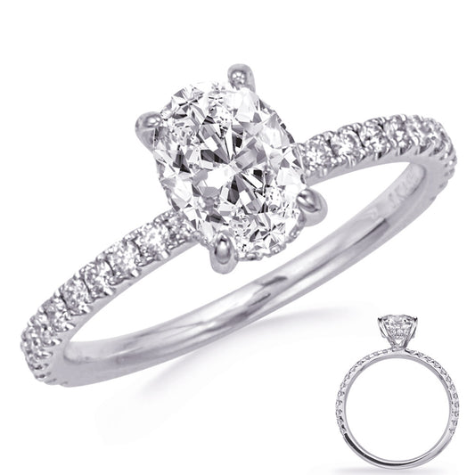 This Engagement Ring is available in 14K White Gold. There are a total of 38 stones. There are Rounds with a total carat weight of 0.32 set in a Micro Prong setting.