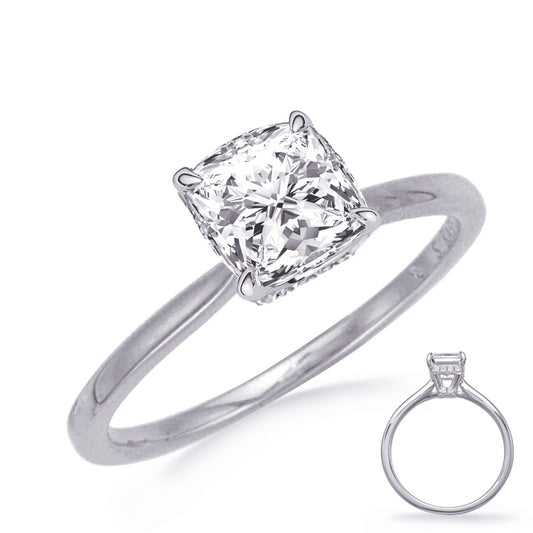 This Engagement Ring is available in 14K White Gold. There are a total of 30 stones. There are Rounds with a total carat weight of 0.14 set in a Micro Prong|Prong Set setting.