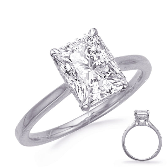 This Engagement Ring is available in 14K White Gold. There are a total of 30 stones. There are Rounds with a total carat weight of 0.1 set in a Micro Prong setting.