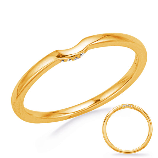 This Band is available in 14K Yellow Gold. There are a total of 5 stones. There are Round with a total carat weight of 0.02 set in a Prong Set setting.