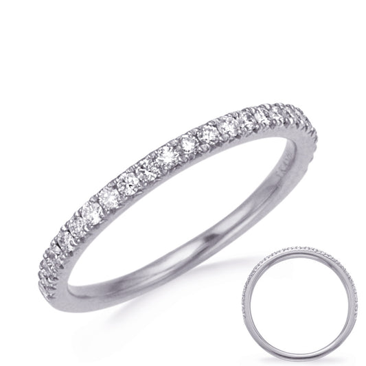 This Band is available in 14K White Gold. There are a total of 24 stones. There are Round with a total carat weight of 0.27 set in a Micro Prong setting.