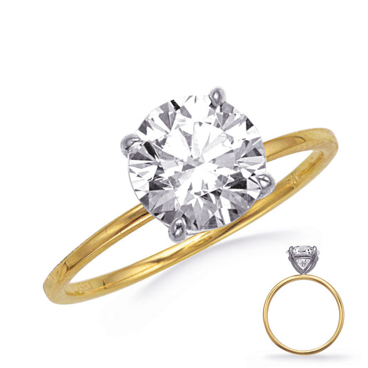 This Engagement Ring is available in 14K Yellow & White Gold. There are a total of 0 stones. There are with a total carat weight of 0 set in a setting.