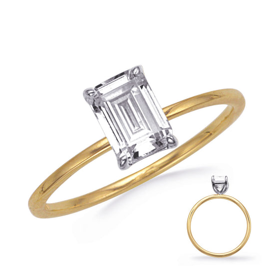 This Engagement Ring is available in 14K Yellow & White Gold. There are a total of 0 stones. There are with a total carat weight of 0 set in a setting.