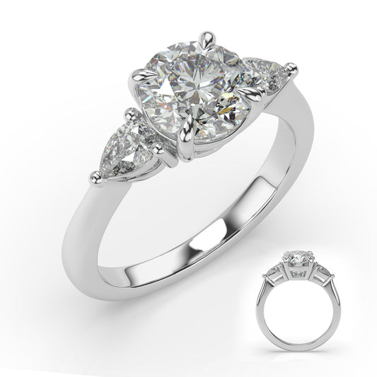 This Engagement Ring is available in 14K White Gold. There are a total of 2 stones. There are Pear Shape with a total carat weight of 0.4 set in a setting.