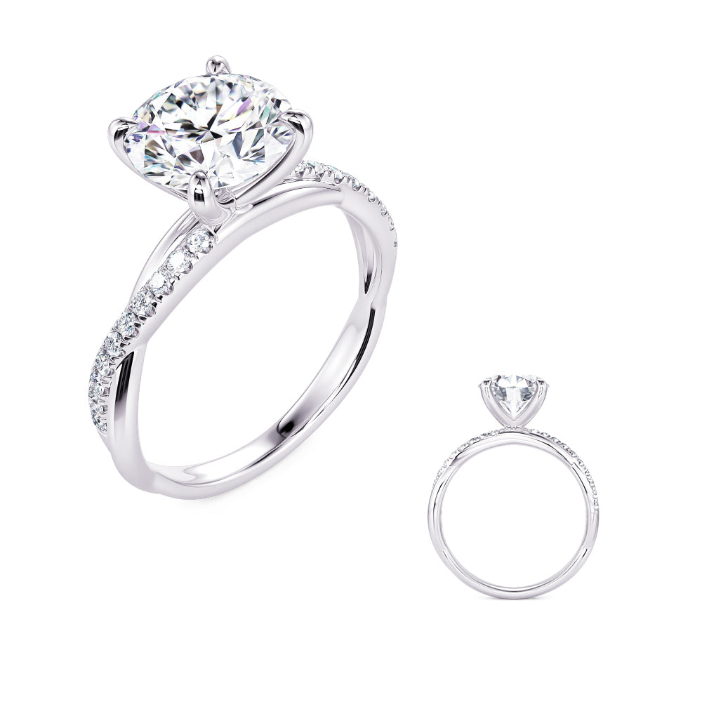 This Engagement Ring is available in 14K White Gold. There are a total of 20 stones. There are Rounds with a total carat weight of 0.17 set in a Micro Prong setting.