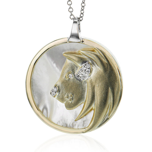 Leo Pendant in 14k Gold with Diamonds