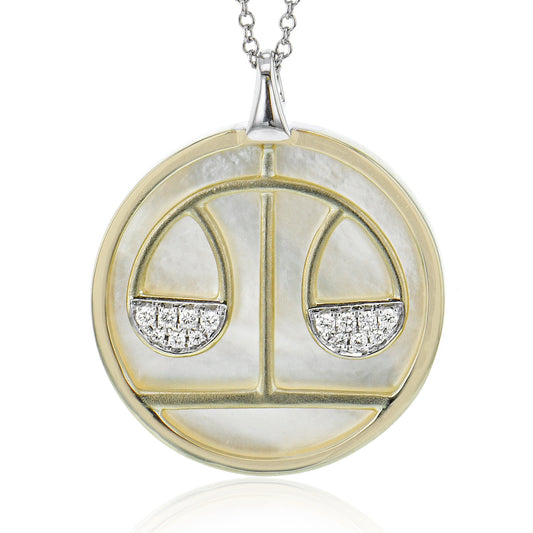 Libra Pendant in 14k Gold with Diamonds