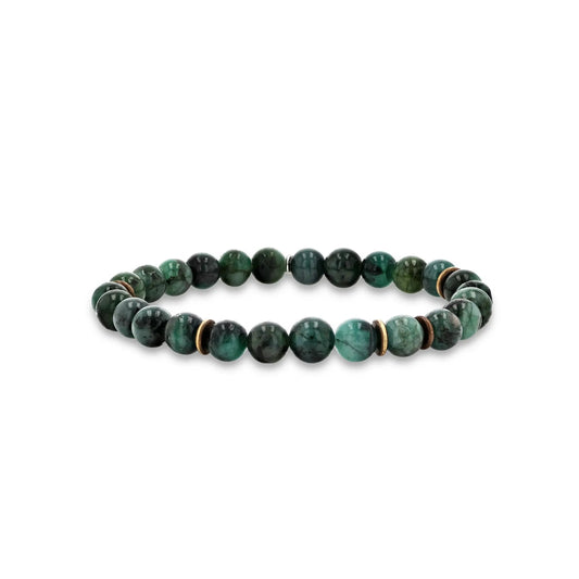 Men's Mr. LOWE Emerald Bracelet with Brass Rondelles - 8mm