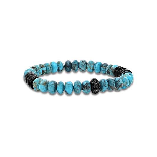 Men's Mr. LOWE Arizona Turquoise & Ebony Bracelet with Black Diamond Donut