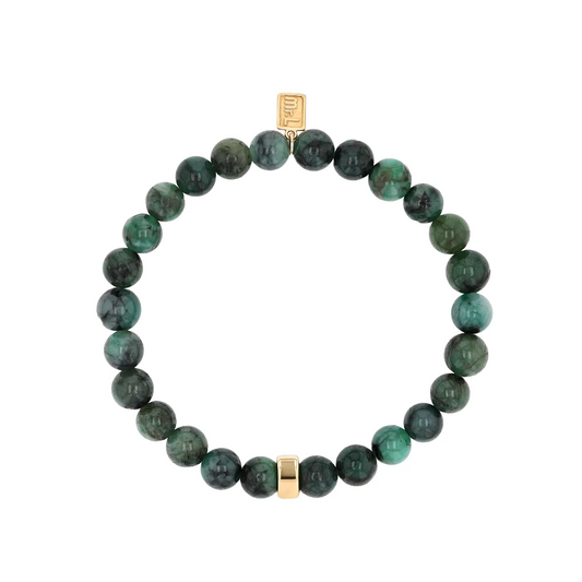 Men's Mr. LOWE Emerald Bracelet with 14k Gold Rondelle - 8mm