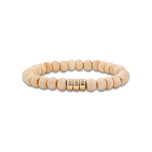 Men's Mr. LOWE Tibetan Bone Bracelet with 3 14k Gold Rondelles - 8mm