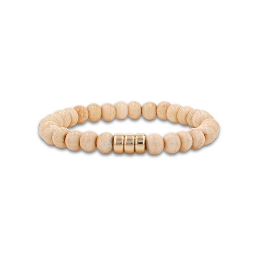 Men's Mr. LOWE Tibetan Bone Bracelet with 3 14k Gold Rondelles - 8mm