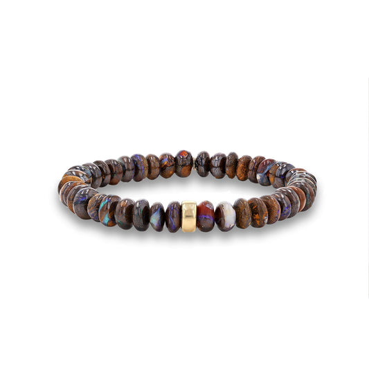 Men's Mr. LOWE Boulder Opal Bracelet with 14k Gold Rondelle - 8mm