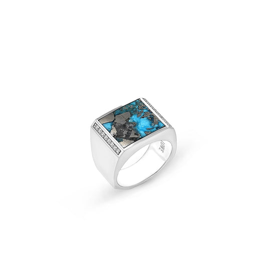 Men's Mr. LOWE Turquoise & Pyrite Ring