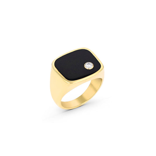 Men's Mr. LOWE 14k Onyx Bond Ring with Diamond Bezel