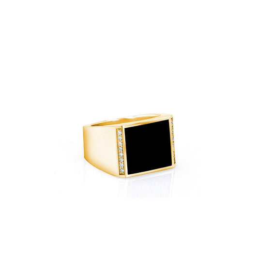 Men's Mr. LOWE 14k Square Onyx Ring with Diamonds
