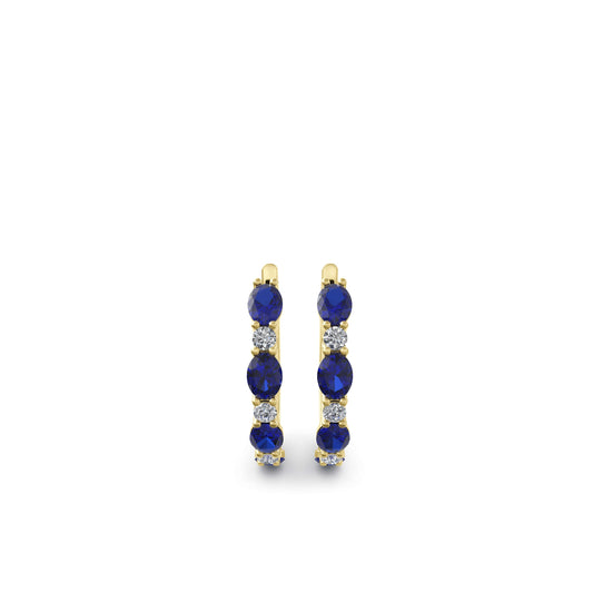 Yvonne Sapphire and Diamond Hoop Earrings