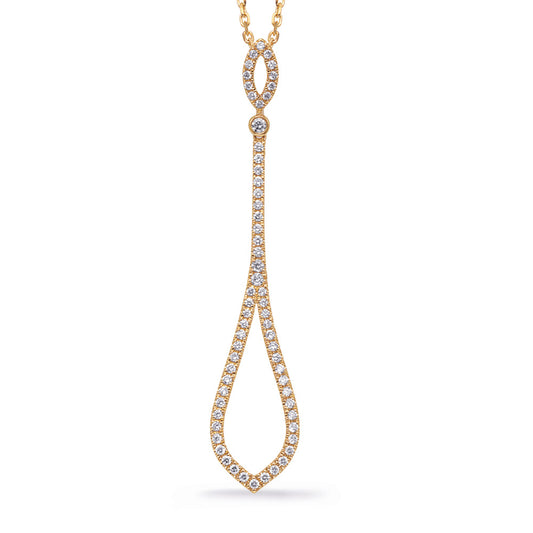 This Necklace is available in 14K Yellow Gold. There are a total of 62 stones. There are Rounds with a total carat weight of 0.54 set in a Micro Prong setting.