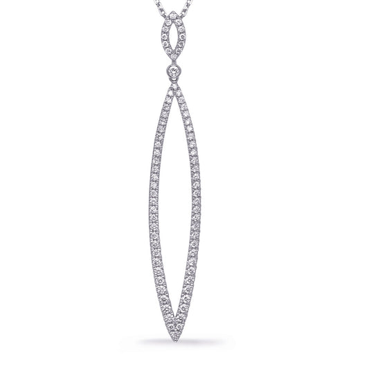 This Necklace is available in 14K White Gold. There are a total of 73 stones. There are Rounds with a total carat weight of 0.68 set in a Micro Prong setting.