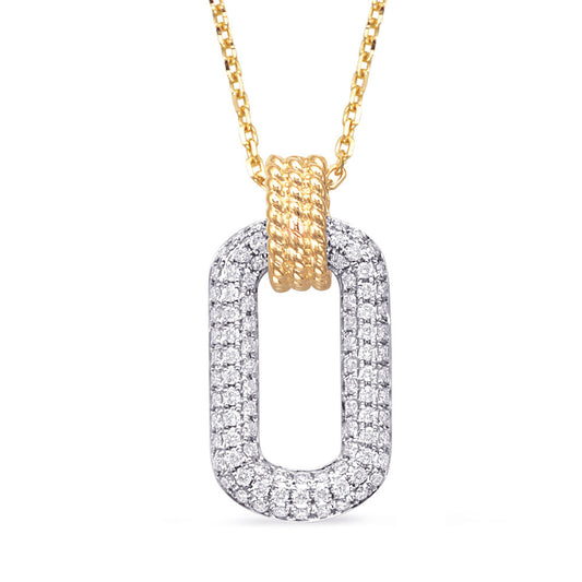 This Necklace is available in 14K Yellow & White Gold. There are a total of 91 stones. There are Rounds with a total carat weight of 0.47 set in a Micro Prong setting.