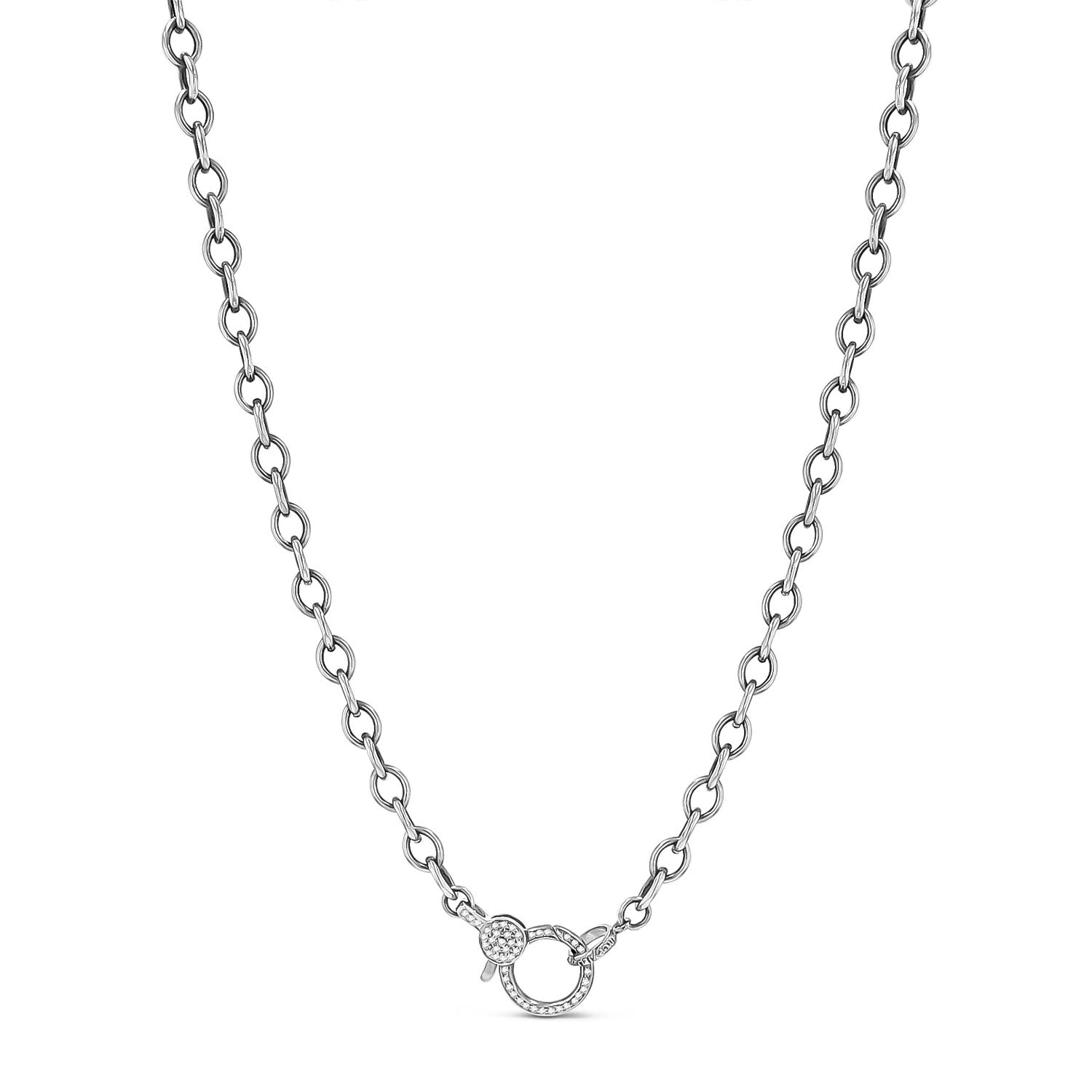 Long Link Chain Necklace with Diamond Claw Clasp - 37"