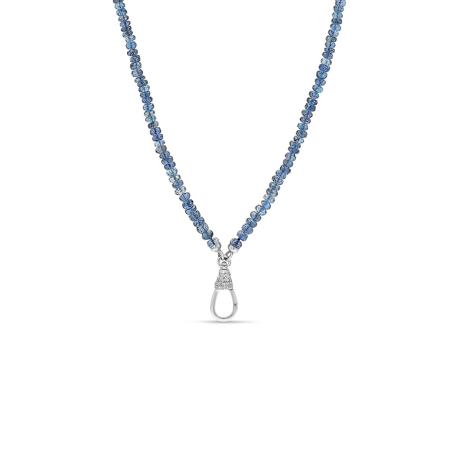 Dark Aquamarine Necklace with Diamond Swivel Clasp  - 19"